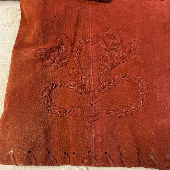 Vintage Red Y2K Hypo Active Genuine Suede Leather Jacket Blazer Size XL Oversize - Picture 5 of 8